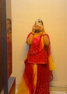 Vibrant Red Rajasthani dress