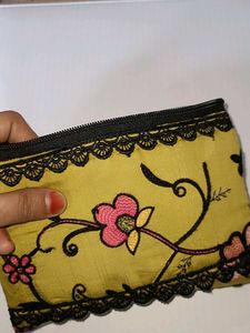 Embroidered Floral pouch