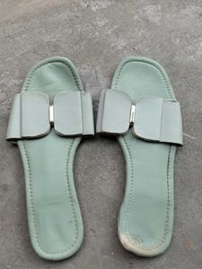 Light Blue Bow Detail Slides