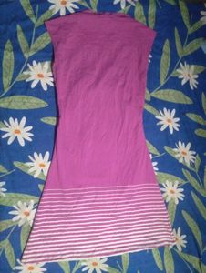 Women's Pink Striped Ruched Dress