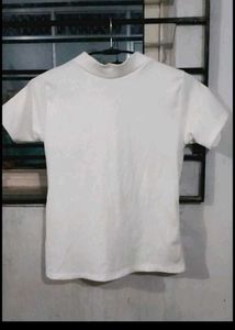 Women's White Mock Neck Top