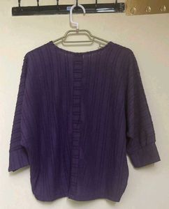 Chic Purple Ribbed Dolman Sleeve Top