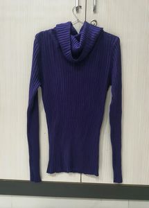 Purple Woolen High Neck Top