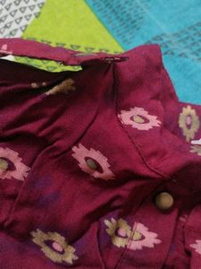 Maroon Printed Tie-Dye Kurta
