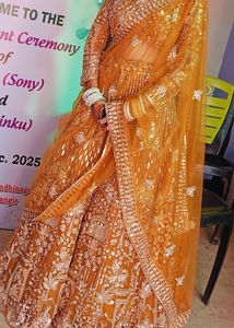 Bridal Orange Gold Toned Lehenga