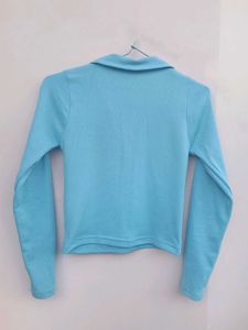 Baby Blue Long Sleeve Polo Top