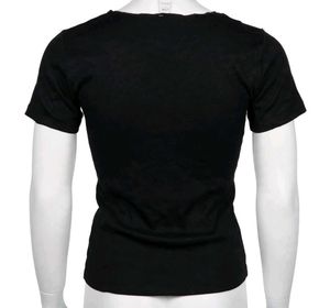 Classic Black Lace Trim V-Neck Tee