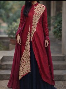 Elegant Embroidered Red Anarkali Suit