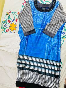 Vibrant Blue Printed Kurta with Trousers