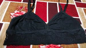 Comfortable Black Lace Trim Bralette