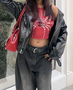 Newme Red Spider Graphic Crop Top