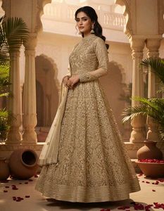mastani anarkali  dress all over golden colour loo