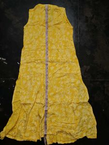 Vibrant Yellow Printed Sleeveless Kurta