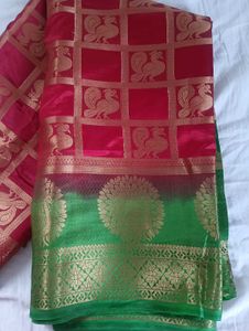 Brand New Traditional Red & Green Silk Saree