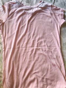 Pretty Pink T-Shirt with Lace Detail