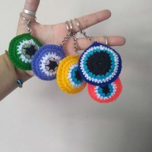 Crocheted Evil Eye Keychains
