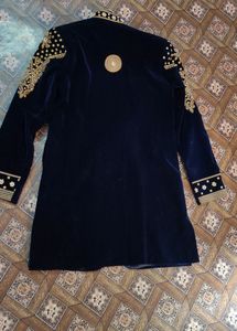Men Indian Latest Designer Blue Velvet Sherwani