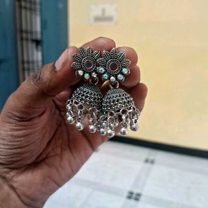 Oxidised Silver Jhumkas