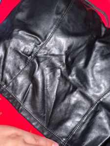 Sleek Black Faux Leather Corset Top