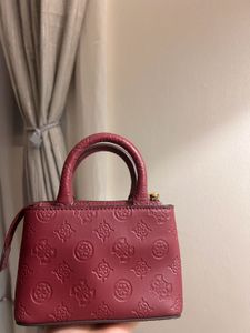 Guess Burgundy Embossed Handbag