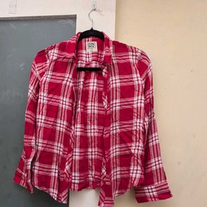Red Plaid Button-Up Shirt