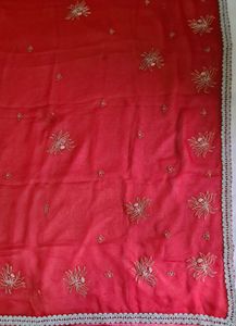 Red Odhni/Chunni/Dupatta with silver work