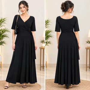 Elegant Black Wrap Maxi Dress