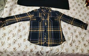 Women Stylish Plaid Shirt with Black Pants Set🖤✨