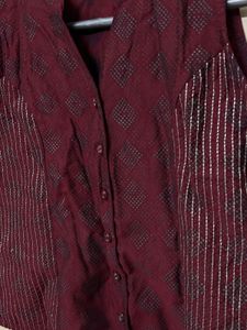 Maroon Embroidered Sleeveless top