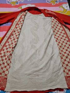 Elegant orange Ethnic Kurta with Intricate Design