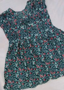 Green Floral Print Summer Dress