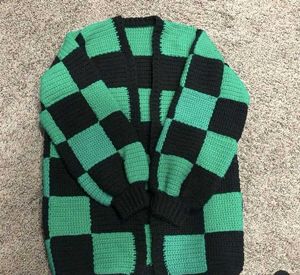 Crocheted Checkerboard Cardigan