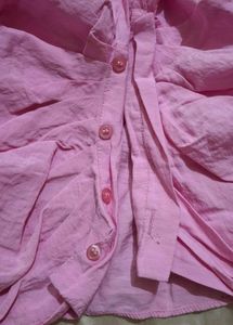 Pink Ruched Button-Up Shirt