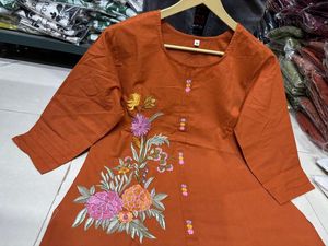 Rust Embroidered Kurta and Palazzo Set