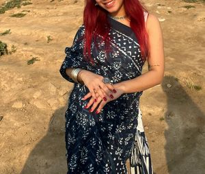 KALINI Pure Cotton Block Print Saree