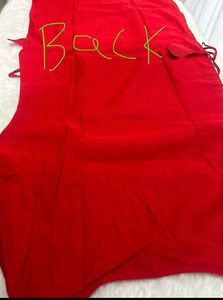 Vibrant Red Kurta Set with Gold Embroidery