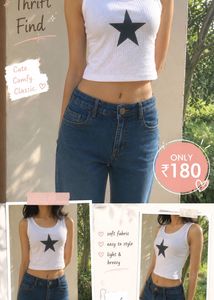 Cute White Crop Top with Star Print