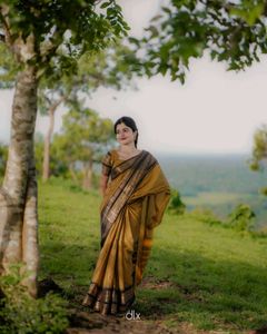 Elegant Mustard &amp; Black Saree