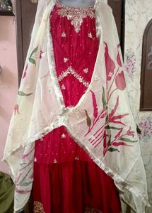 Embroidered Red Kurta Set with Dupatta