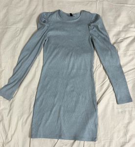 Grey Puff Sleeve Dress