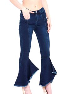 Ruffle Hem Flare Jeans