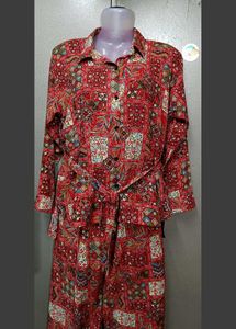 Bohemian Red Patchwork Print Co-ord Set