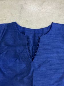 Royal Blue Silk Blend Kurti | Full Sleeves