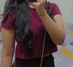 Cotton Maroon Crop Top