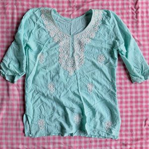 Light Blue Embroidered Kurta