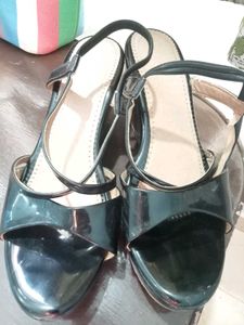 Black Strappy Wedge Heels