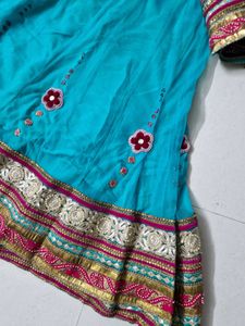 Elegant Teal lehenga choli with Embellished Border