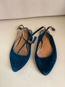 Teal Suede Slingback Flats
