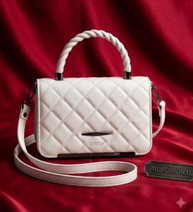 stylish corean White Quilted Handbag