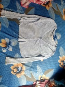 Light Blue Ribbed Cardigan